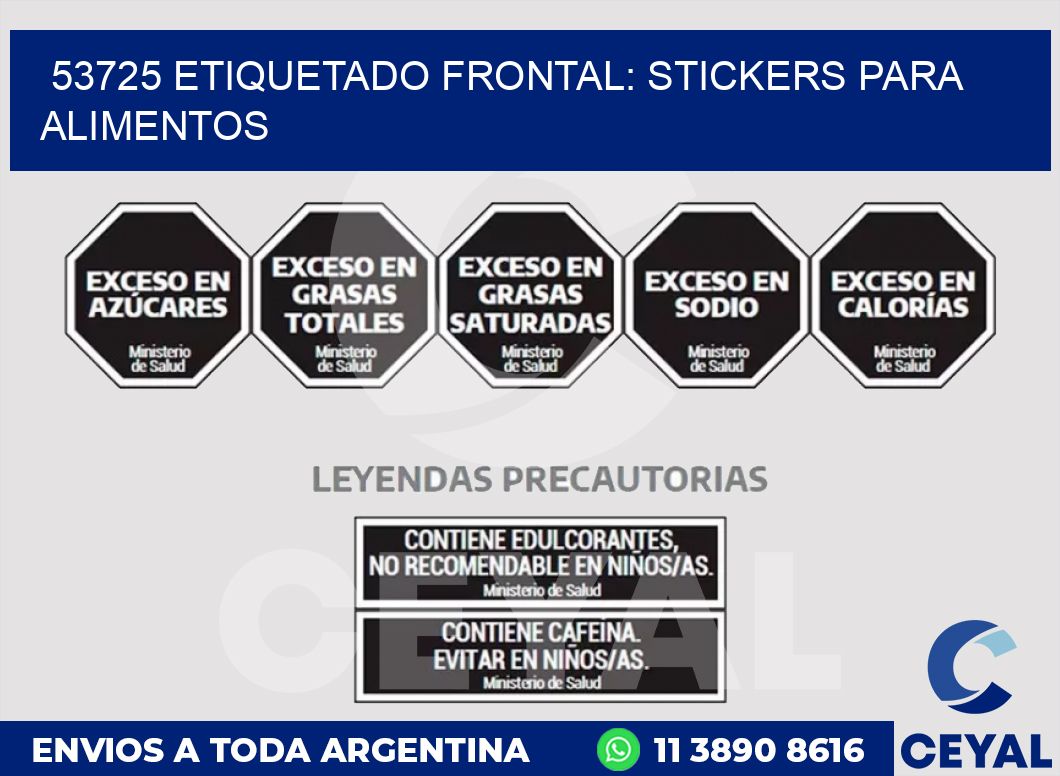 53725 ETIQUETADO FRONTAL: STICKERS PARA ALIMENTOS