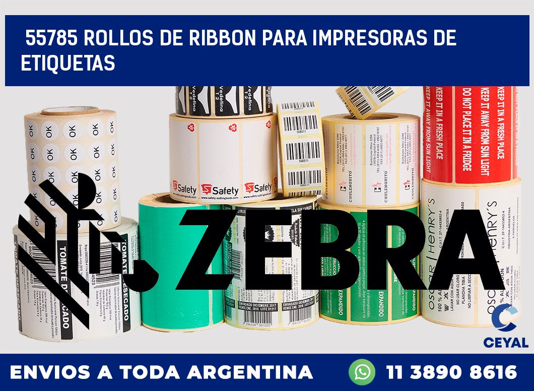 55785 ROLLOS DE RIBBON PARA IMPRESORAS DE ETIQUETAS