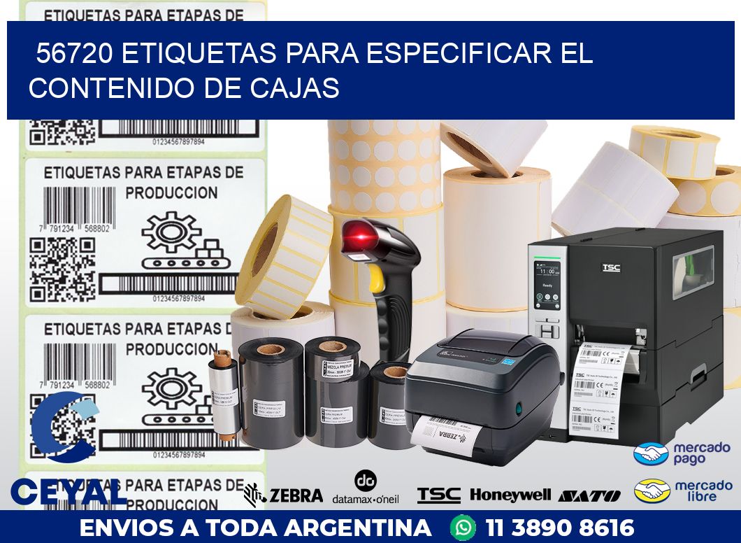 56720 ETIQUETAS PARA ESPECIFICAR EL CONTENIDO DE CAJAS