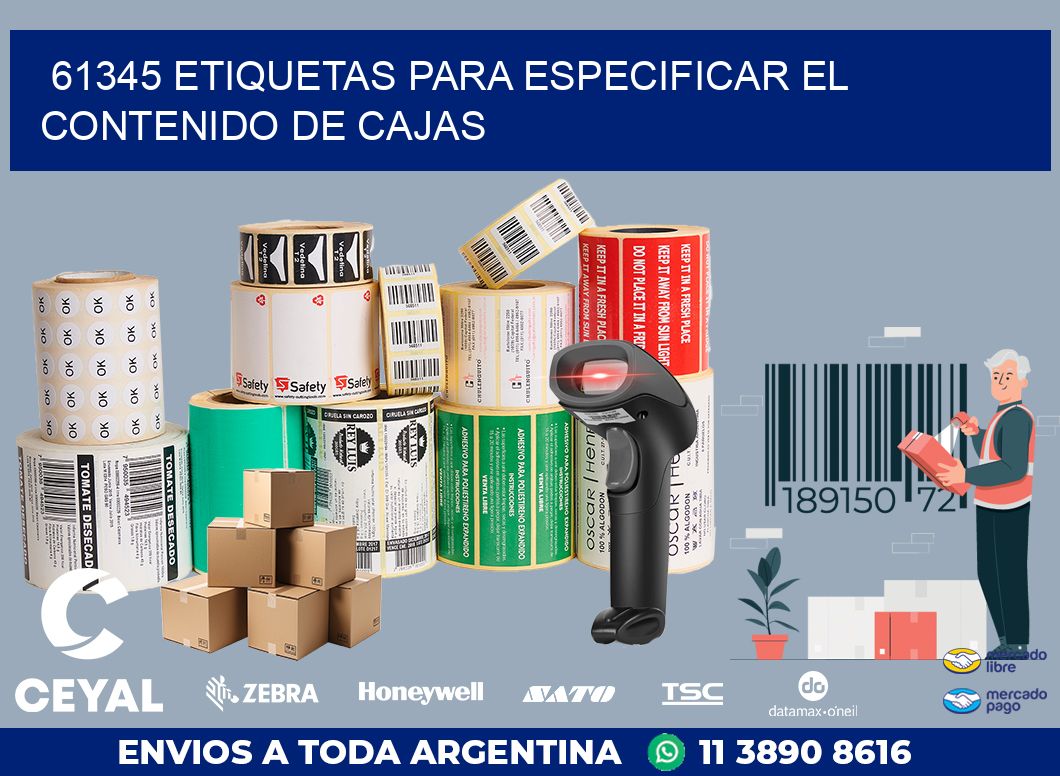 61345 ETIQUETAS PARA ESPECIFICAR EL CONTENIDO DE CAJAS