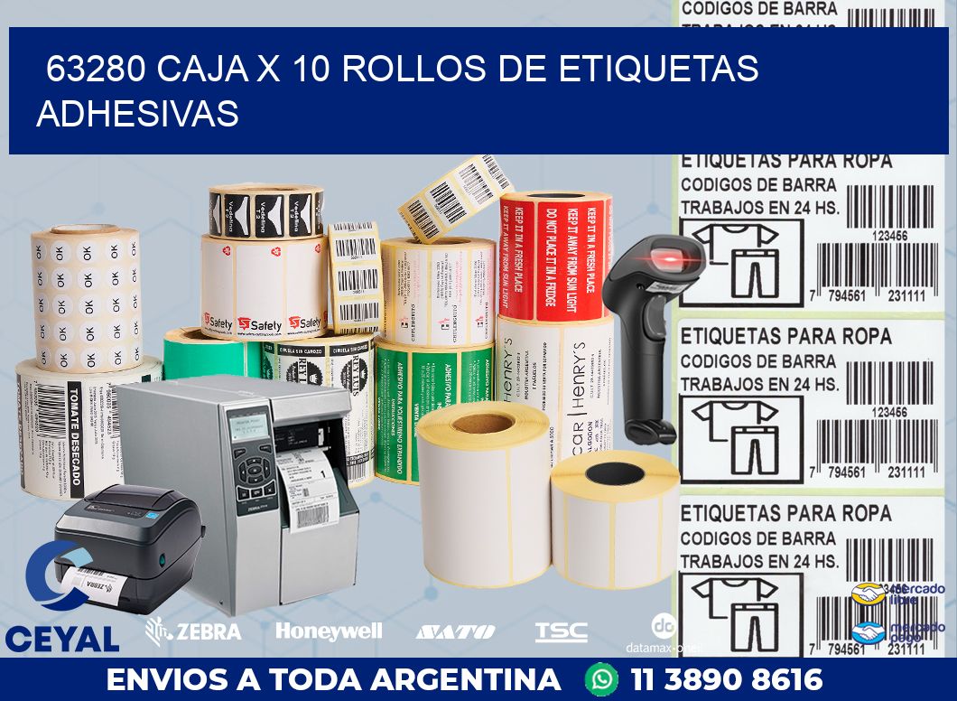 63280 CAJA X 10 ROLLOS DE ETIQUETAS ADHESIVAS