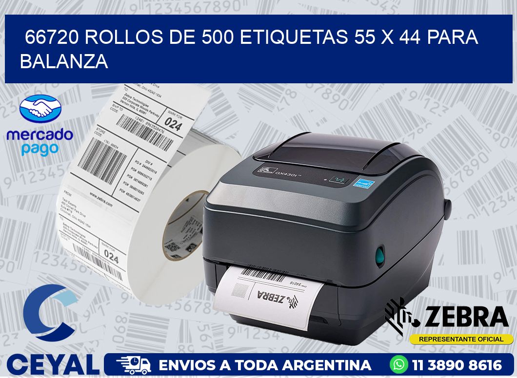 66720 ROLLOS DE 500 ETIQUETAS 55 X 44 PARA BALANZA