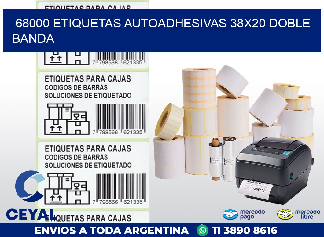68000 ETIQUETAS AUTOADHESIVAS 38X20 DOBLE BANDA