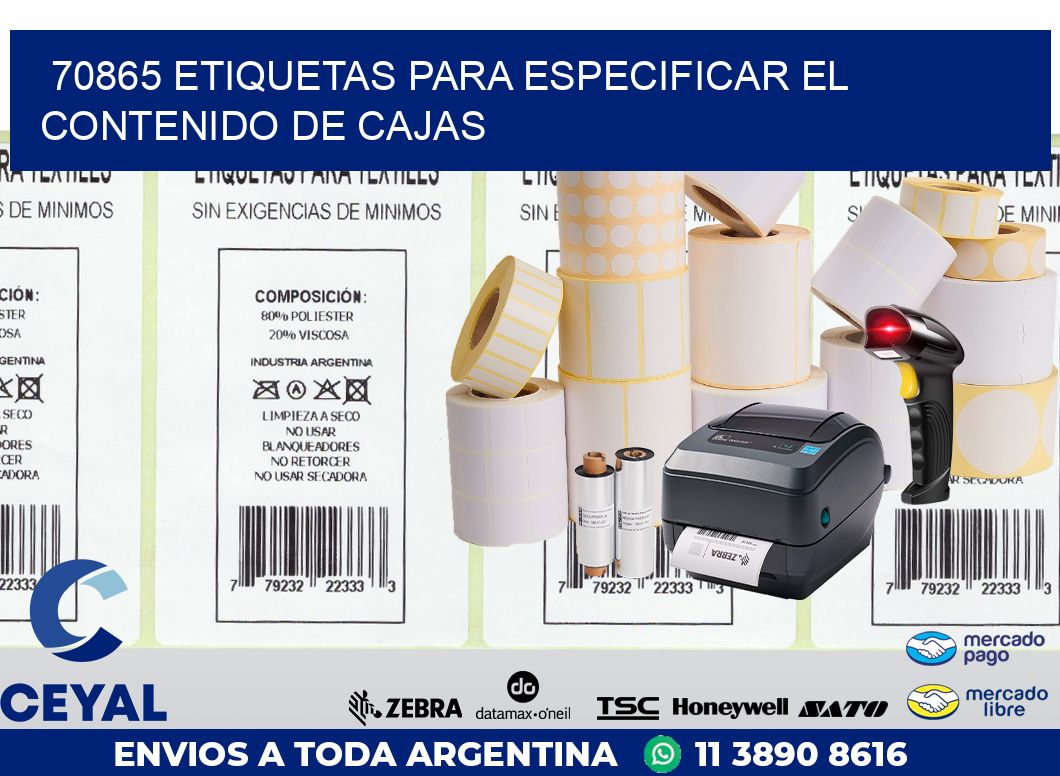 70865 ETIQUETAS PARA ESPECIFICAR EL CONTENIDO DE CAJAS
