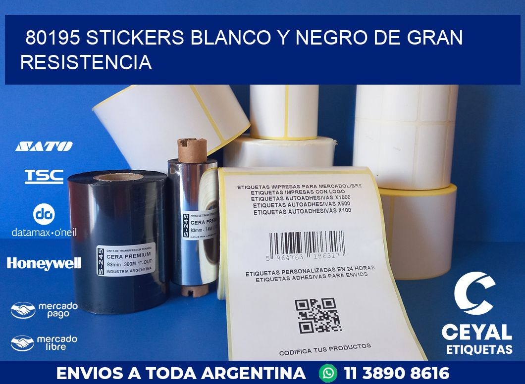 80195 STICKERS BLANCO Y NEGRO DE GRAN RESISTENCIA