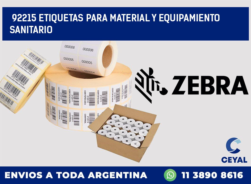 92215 ETIQUETAS PARA MATERIAL Y EQUIPAMIENTO SANITARIO