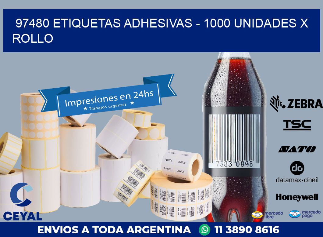 97480 ETIQUETAS ADHESIVAS – 1000 UNIDADES X ROLLO