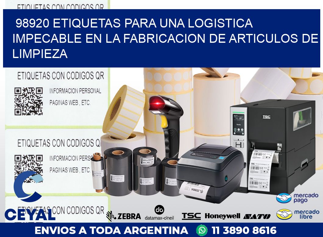 98920 ETIQUETAS PARA UNA LOGISTICA IMPECABLE EN LA FABRICACION DE ARTICULOS DE LIMPIEZA