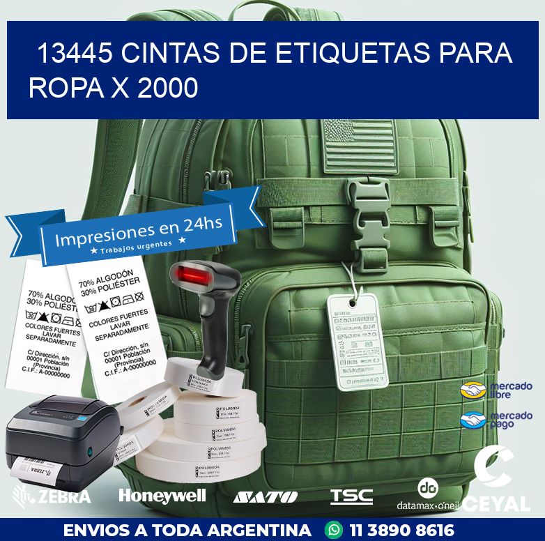13445 CINTAS DE ETIQUETAS PARA ROPA X 2000