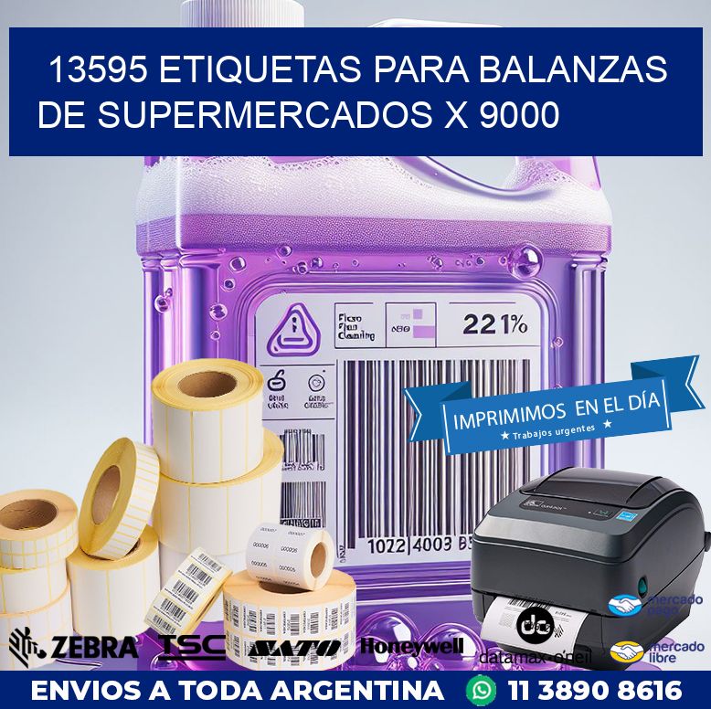 13595 ETIQUETAS PARA BALANZAS DE SUPERMERCADOS X 9000