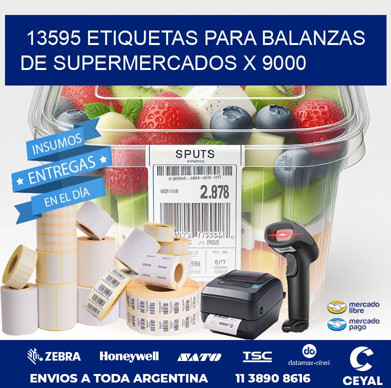 13595 ETIQUETAS PARA BALANZAS DE SUPERMERCADOS X 9000