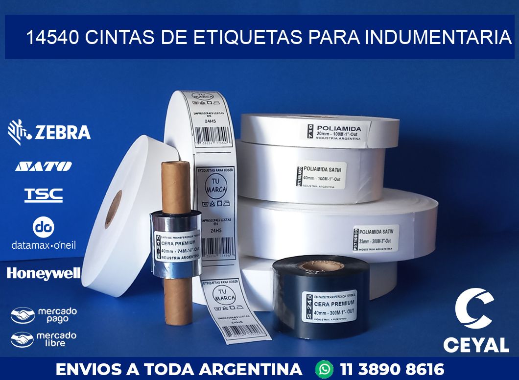 14540 CINTAS DE ETIQUETAS PARA INDUMENTARIA