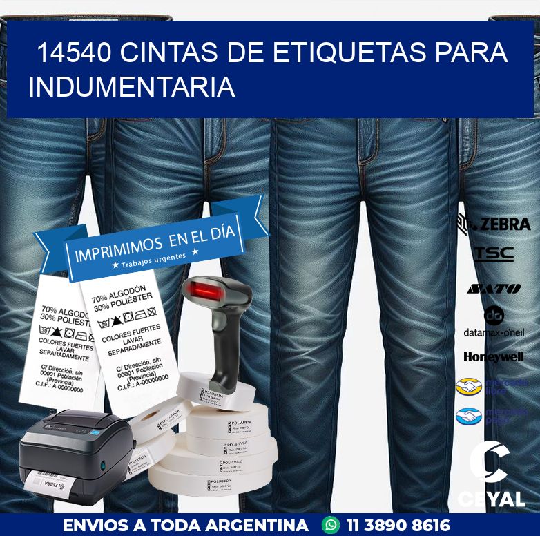 14540 CINTAS DE ETIQUETAS PARA INDUMENTARIA