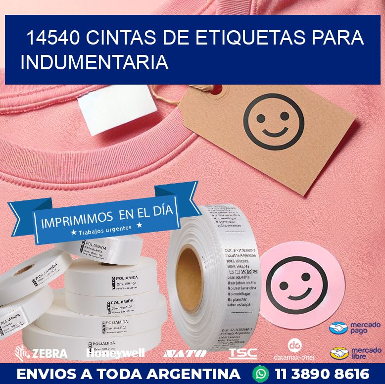 14540 CINTAS DE ETIQUETAS PARA INDUMENTARIA