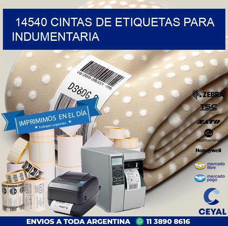 14540 CINTAS DE ETIQUETAS PARA INDUMENTARIA