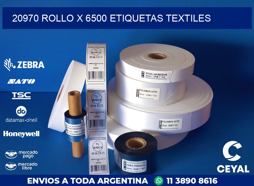 20970 ROLLO X 6500 ETIQUETAS TEXTILES