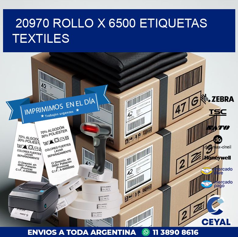 20970 ROLLO X 6500 ETIQUETAS TEXTILES