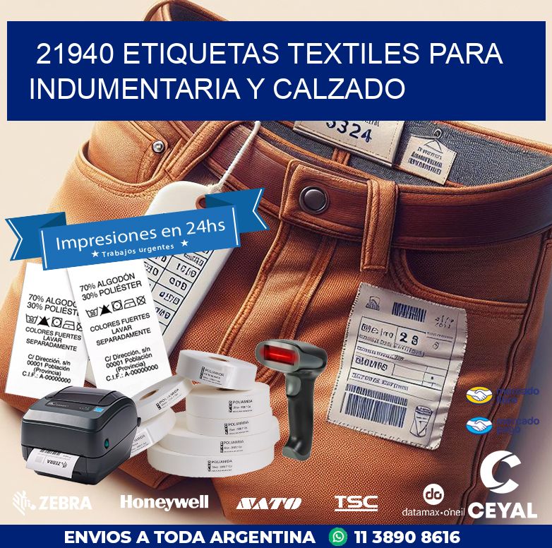 21940 ETIQUETAS TEXTILES PARA INDUMENTARIA Y CALZADO