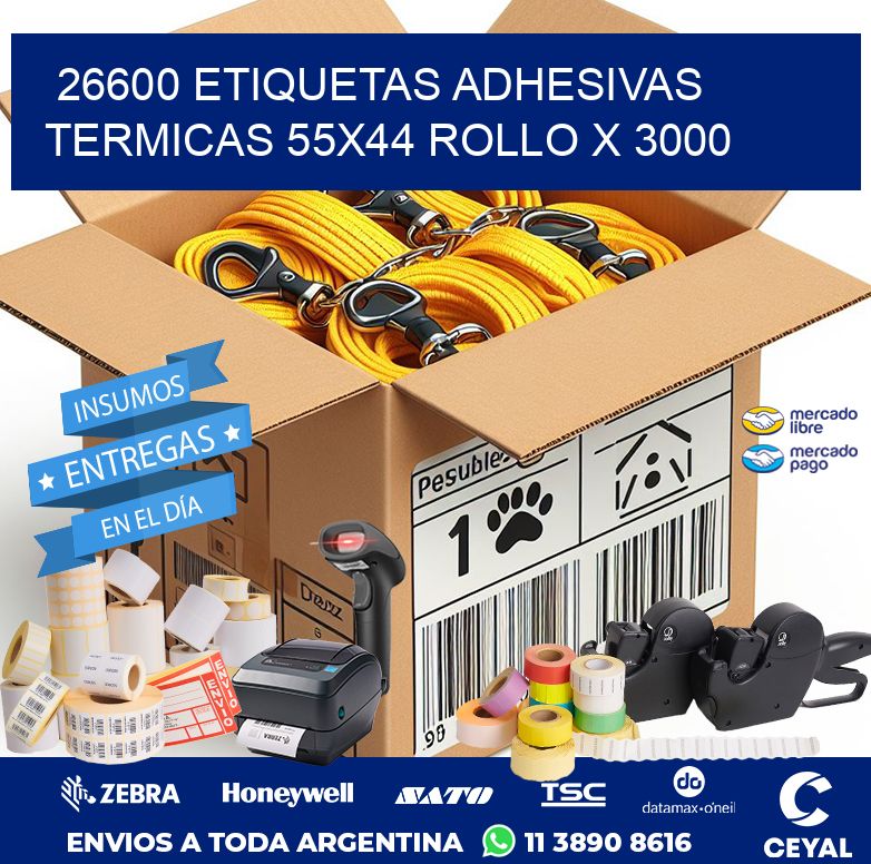 26600 ETIQUETAS ADHESIVAS TERMICAS 55X44 ROLLO X 3000