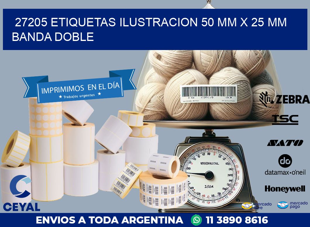 27205 ETIQUETAS ILUSTRACION 50 MM X 25 MM BANDA DOBLE