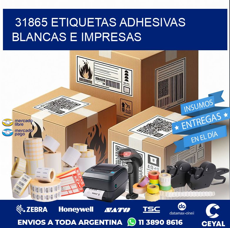 31865 ETIQUETAS ADHESIVAS BLANCAS E IMPRESAS