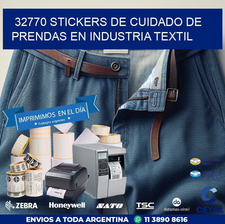 32770 STICKERS DE CUIDADO DE PRENDAS EN INDUSTRIA TEXTIL