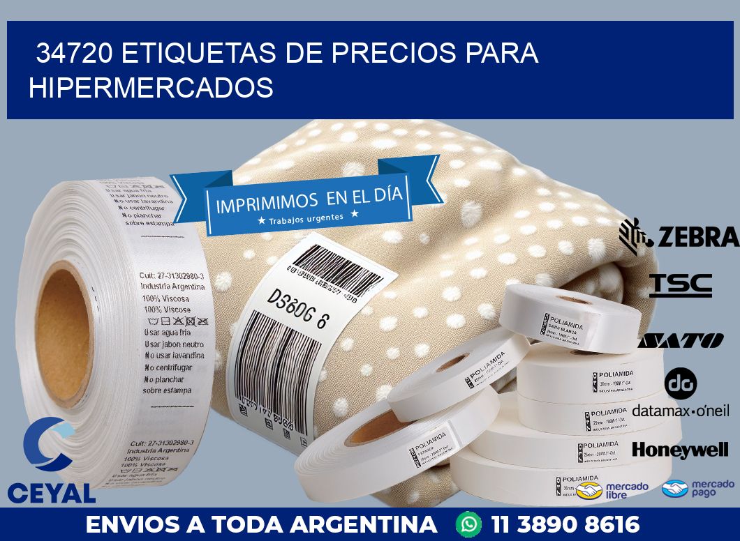 34720 ETIQUETAS DE PRECIOS PARA HIPERMERCADOS