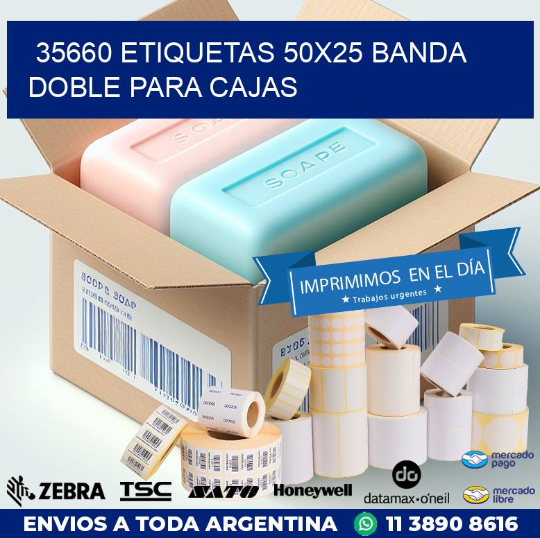 35660 ETIQUETAS 50X25 BANDA DOBLE PARA CAJAS