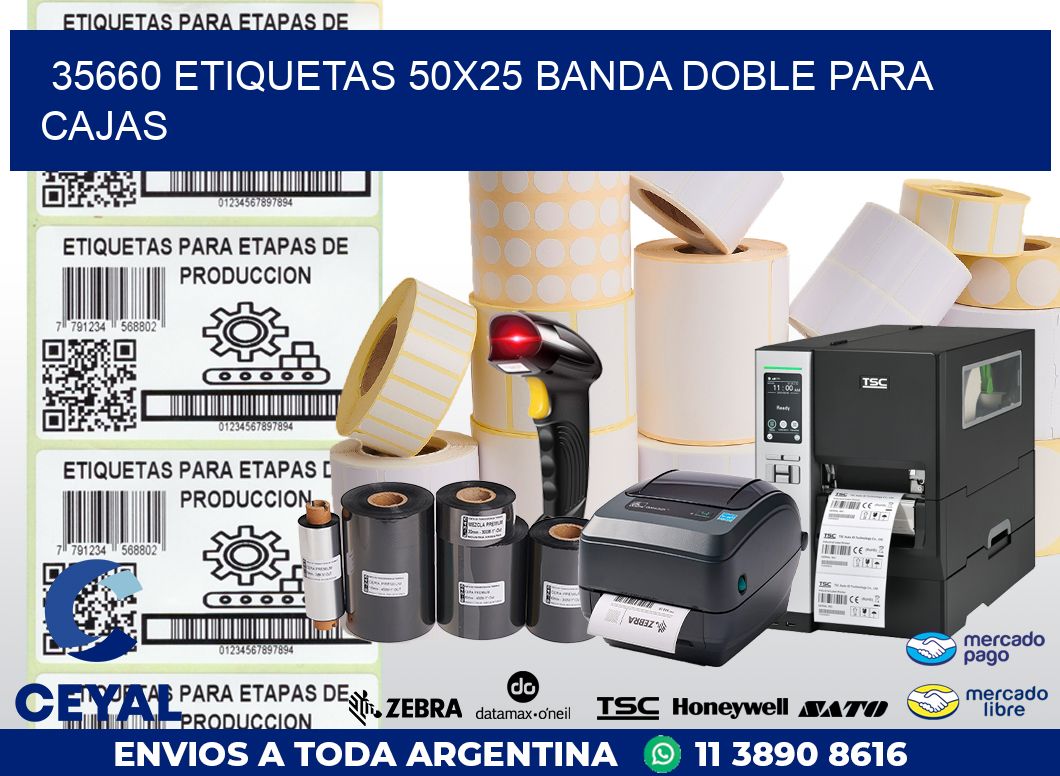 35660 ETIQUETAS 50X25 BANDA DOBLE PARA CAJAS