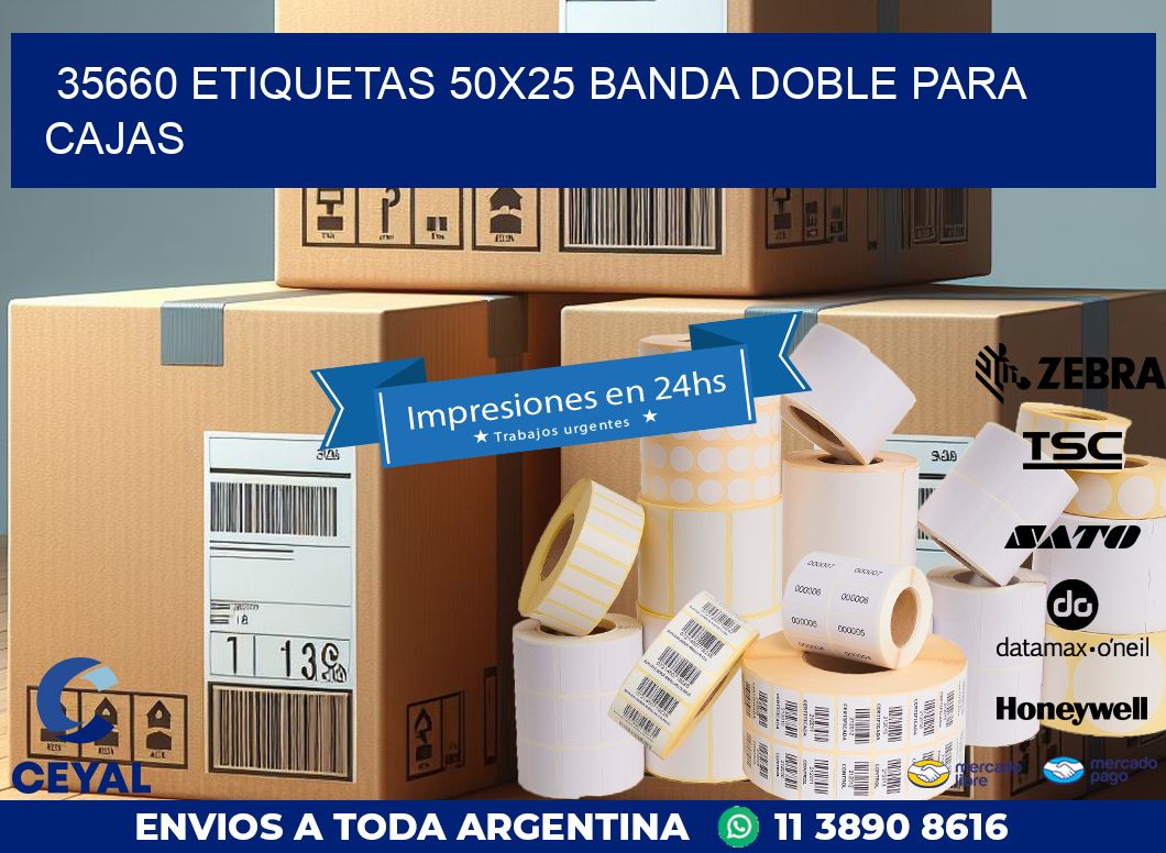 35660 ETIQUETAS 50X25 BANDA DOBLE PARA CAJAS