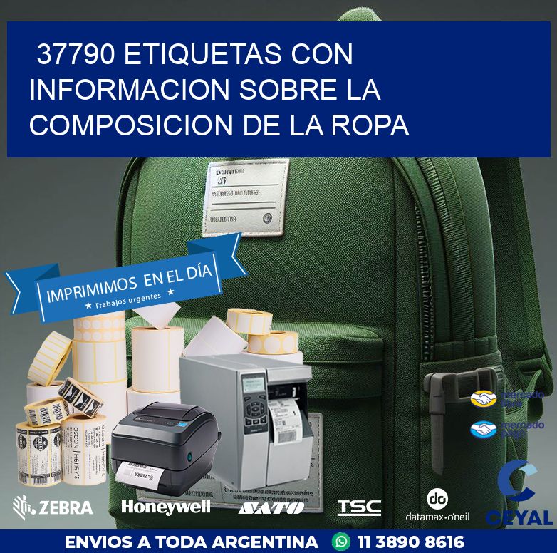 37790 ETIQUETAS CON INFORMACION SOBRE LA COMPOSICION DE LA ROPA