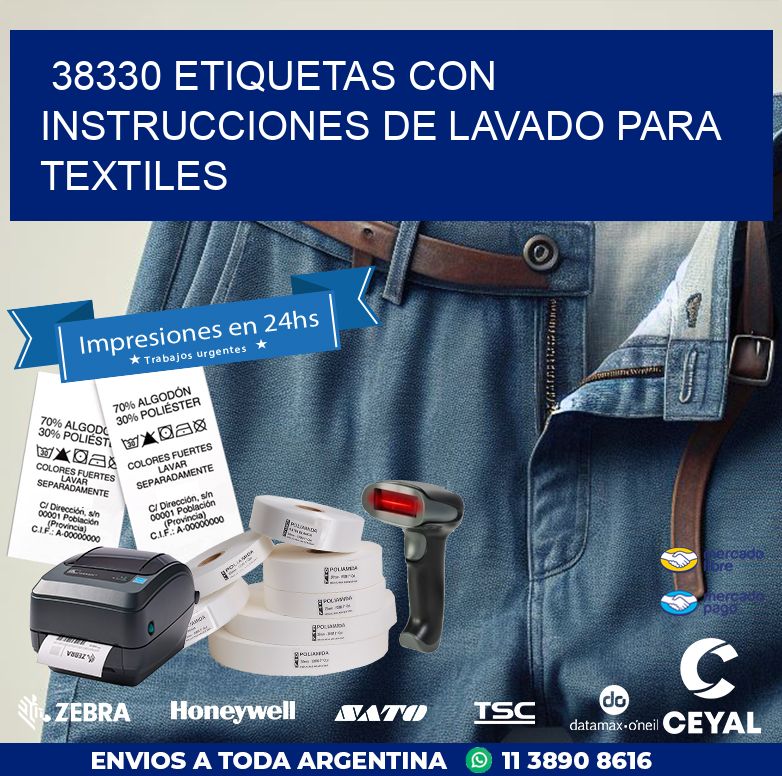 38330 ETIQUETAS CON INSTRUCCIONES DE LAVADO PARA TEXTILES