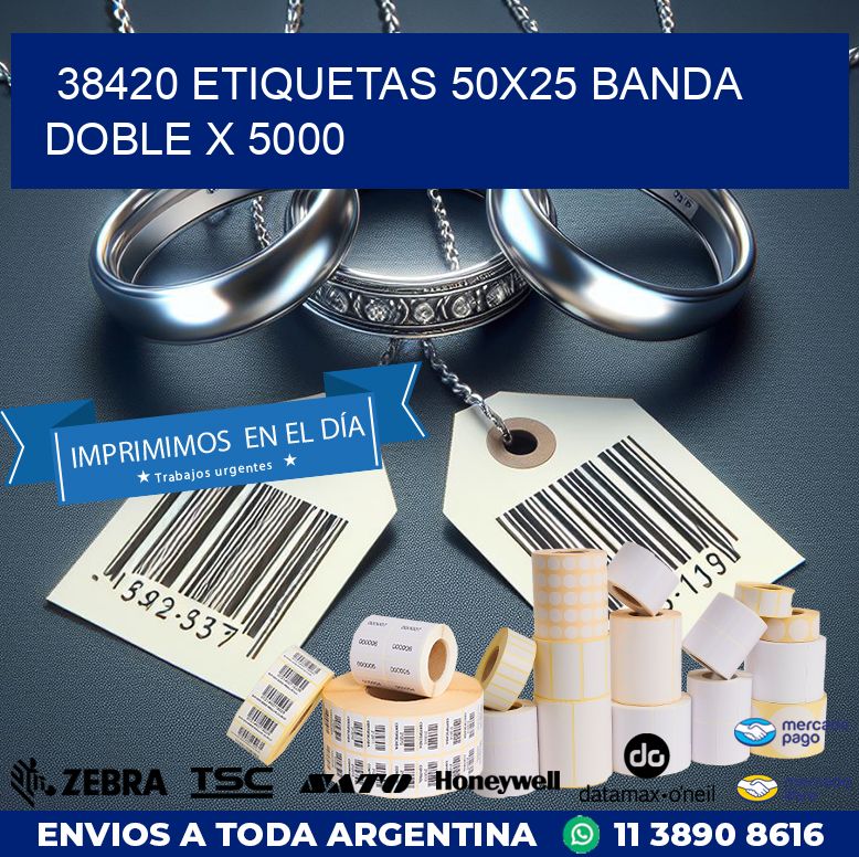 38420 ETIQUETAS 50X25 BANDA DOBLE X 5000