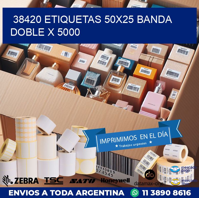 38420 ETIQUETAS 50X25 BANDA DOBLE X 5000