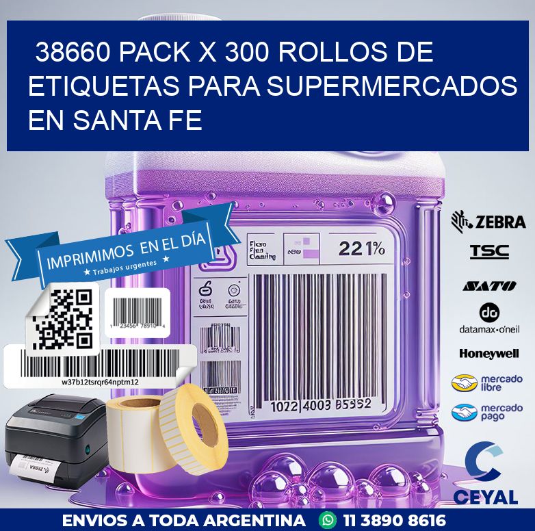38660 PACK X 300 ROLLOS DE ETIQUETAS PARA SUPERMERCADOS EN SANTA FE