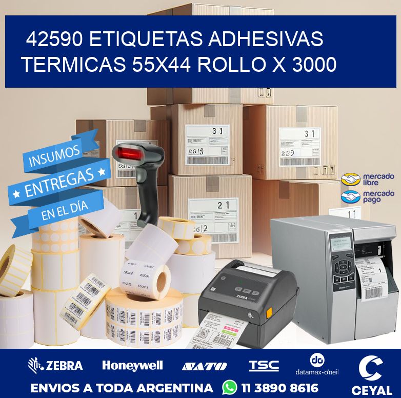 42590 ETIQUETAS ADHESIVAS TERMICAS 55X44 ROLLO X 3000