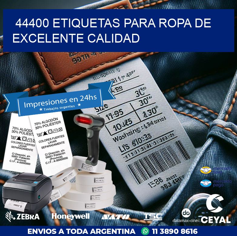 44400 ETIQUETAS PARA ROPA DE EXCELENTE CALIDAD