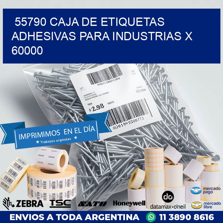 55790 CAJA DE ETIQUETAS ADHESIVAS PARA INDUSTRIAS X 60000