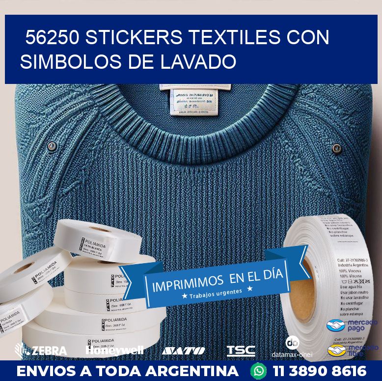 56250 STICKERS TEXTILES CON SIMBOLOS DE LAVADO