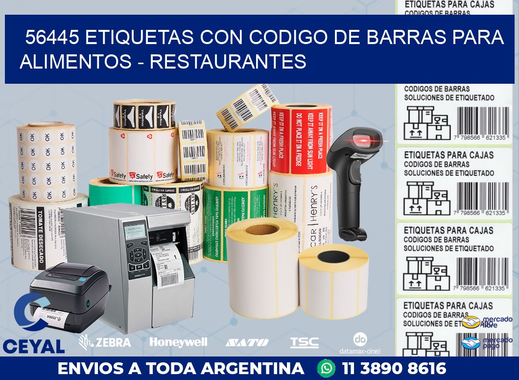 56445 ETIQUETAS CON CODIGO DE BARRAS PARA ALIMENTOS - RESTAURANTES