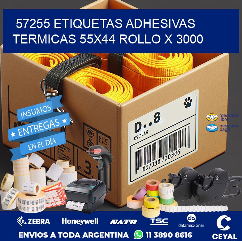 57255 ETIQUETAS ADHESIVAS TERMICAS 55X44 ROLLO X 3000