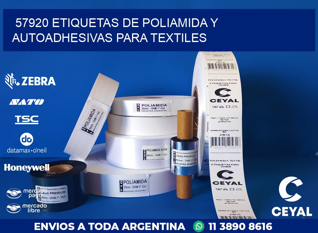 57920 ETIQUETAS DE POLIAMIDA Y AUTOADHESIVAS PARA TEXTILES