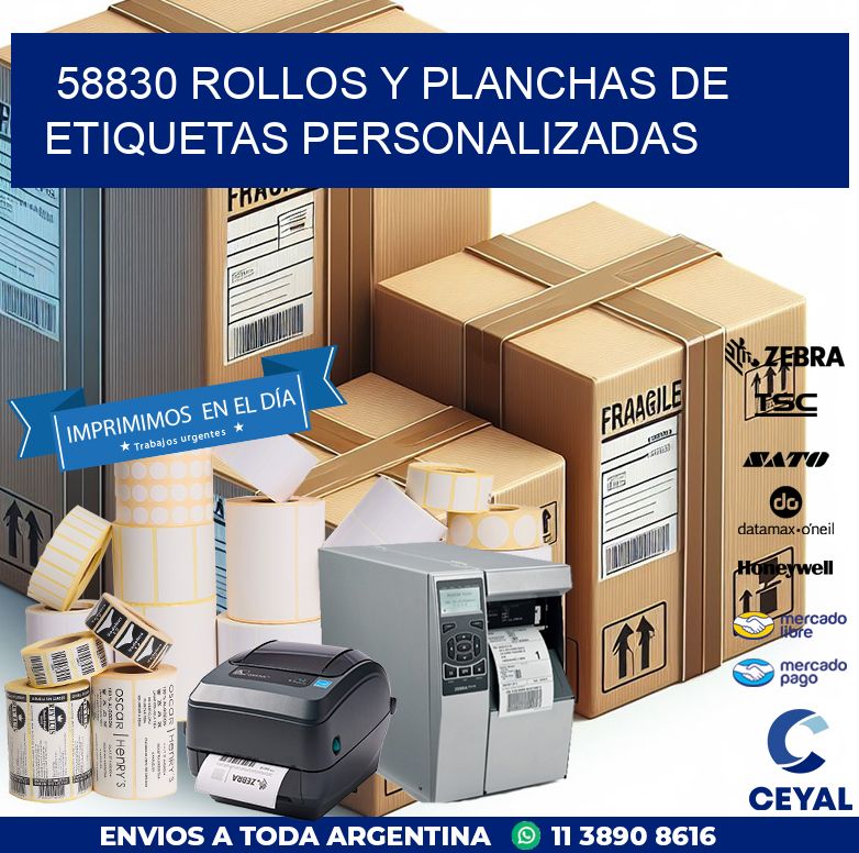 58830 ROLLOS Y PLANCHAS DE ETIQUETAS PERSONALIZADAS