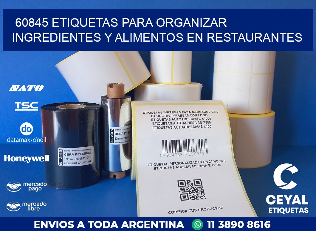 60845 ETIQUETAS PARA ORGANIZAR INGREDIENTES Y ALIMENTOS EN RESTAURANTES