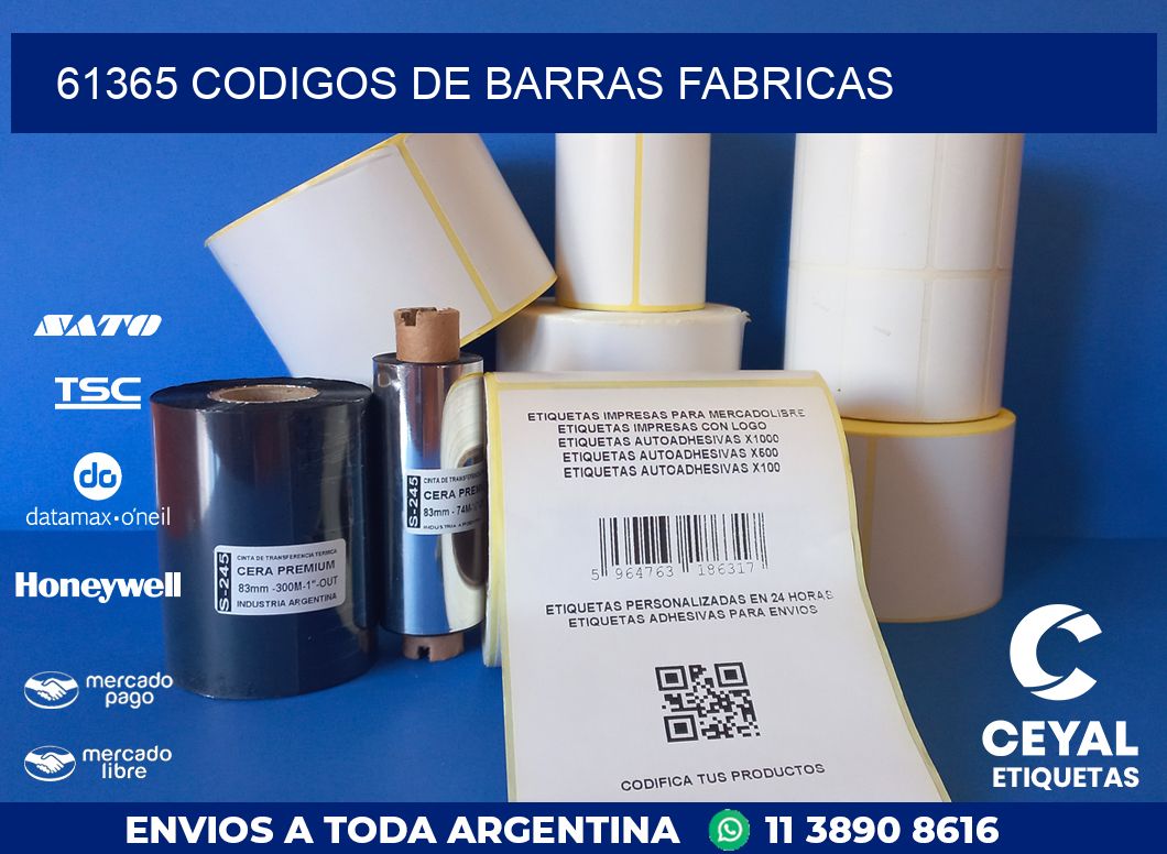 61365 CODIGOS DE BARRAS FABRICAS
