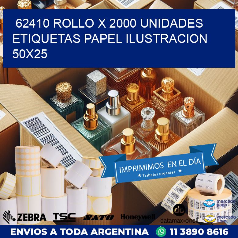 62410 ROLLO X 2000 UNIDADES ETIQUETAS PAPEL ILUSTRACION 50X25