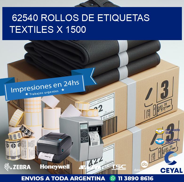 62540 ROLLOS DE ETIQUETAS TEXTILES X 1500