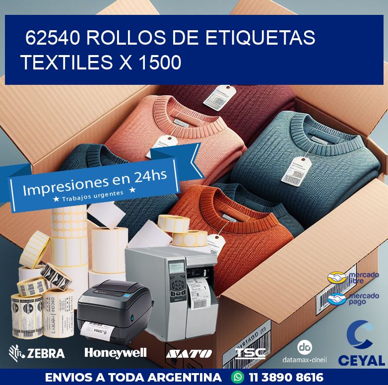 62540 ROLLOS DE ETIQUETAS TEXTILES X 1500