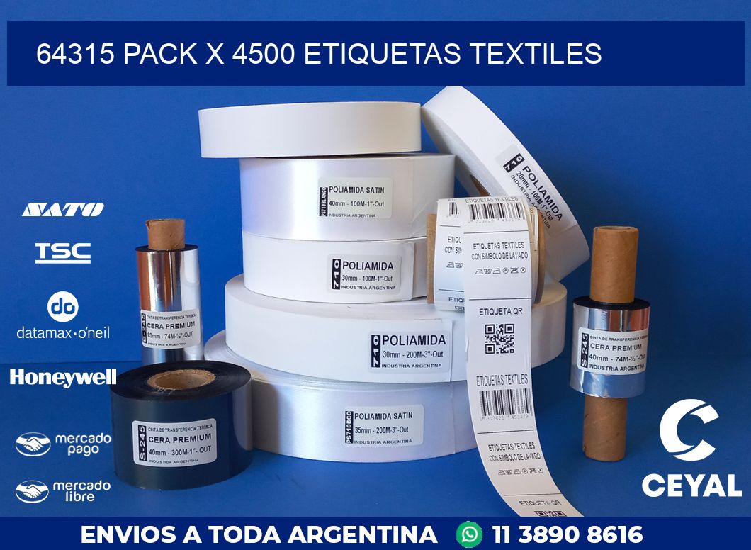 64315 PACK X 4500 ETIQUETAS TEXTILES