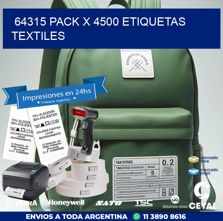64315 PACK X 4500 ETIQUETAS TEXTILES